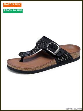 Women's Arch Fit Flip Flop Sandals Podiatrist Certified Rhinestone Knit Upper